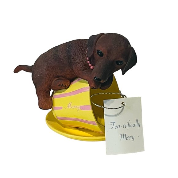 Dachshund Figurine Teacup Hamilton Puppy Dog Tea Cup Personali-tea Merry vtg tag - Picture 1 of 4